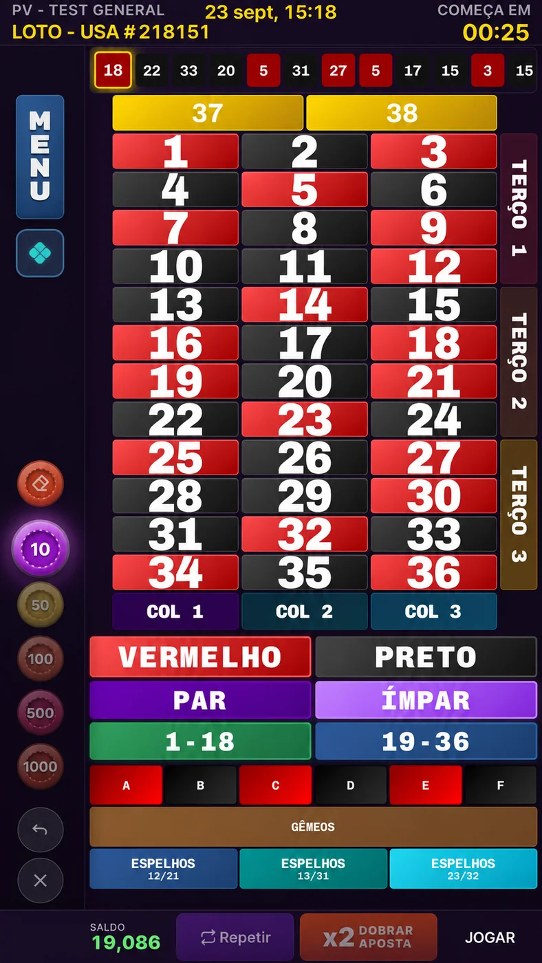 Roleta Nacional — tela 2